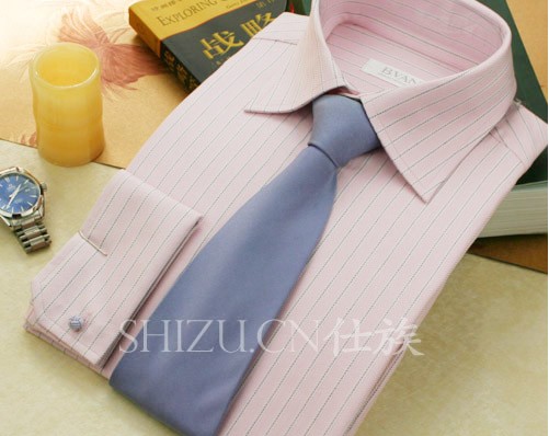 BVANE尊轩粉红素条高级法式衬衫 