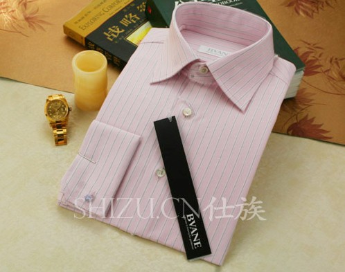 BVANE尊轩粉红素条高级法式衬衫 